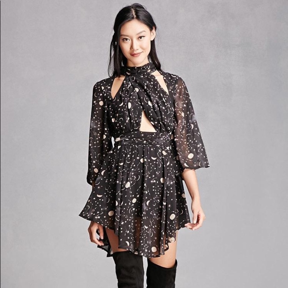 Selfie Leslie Galaxy Star Print Crisscross Romper